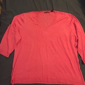 3/4 sleeve coral sweater